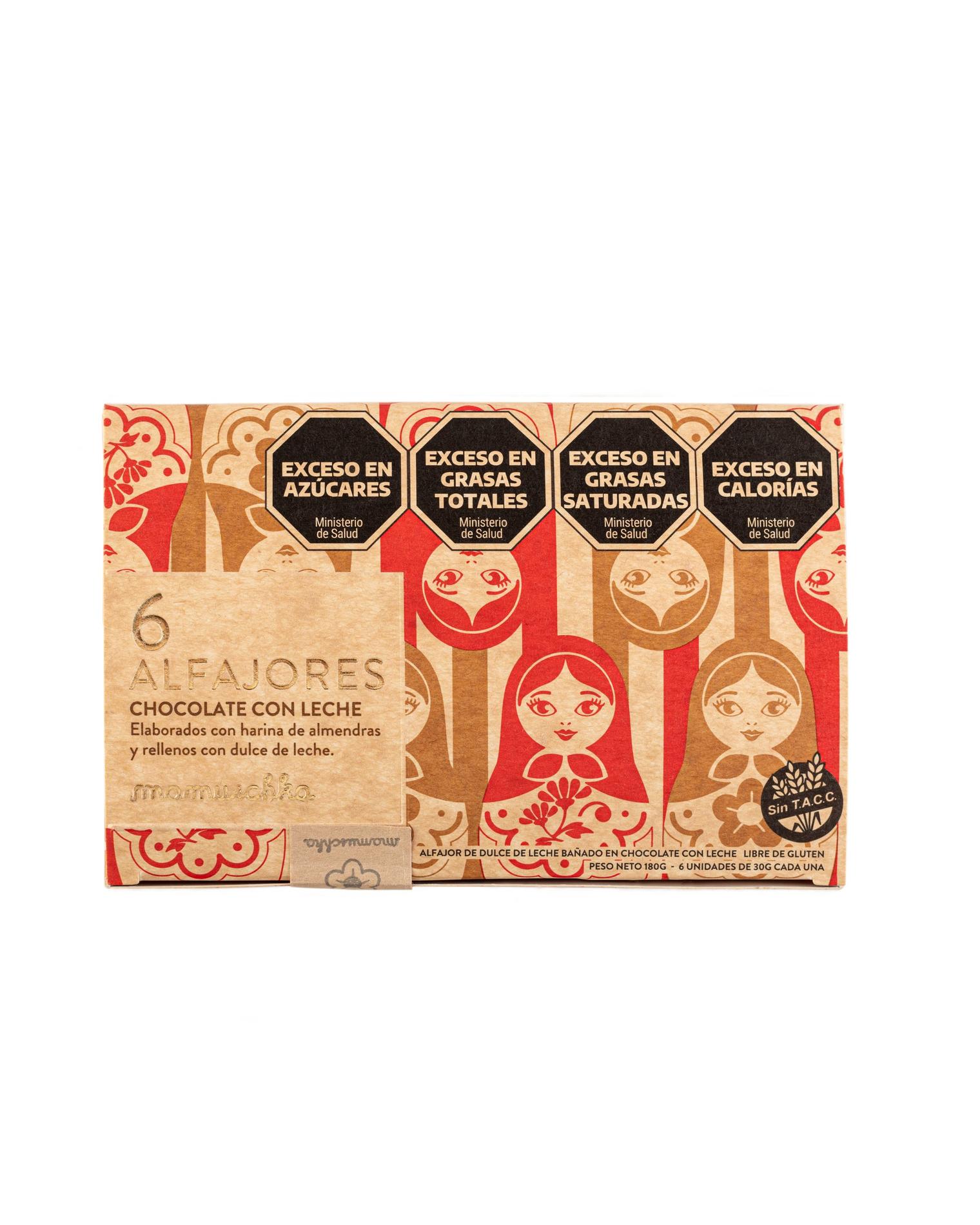 Caja de 6 Alfajores de chocolate con leche 