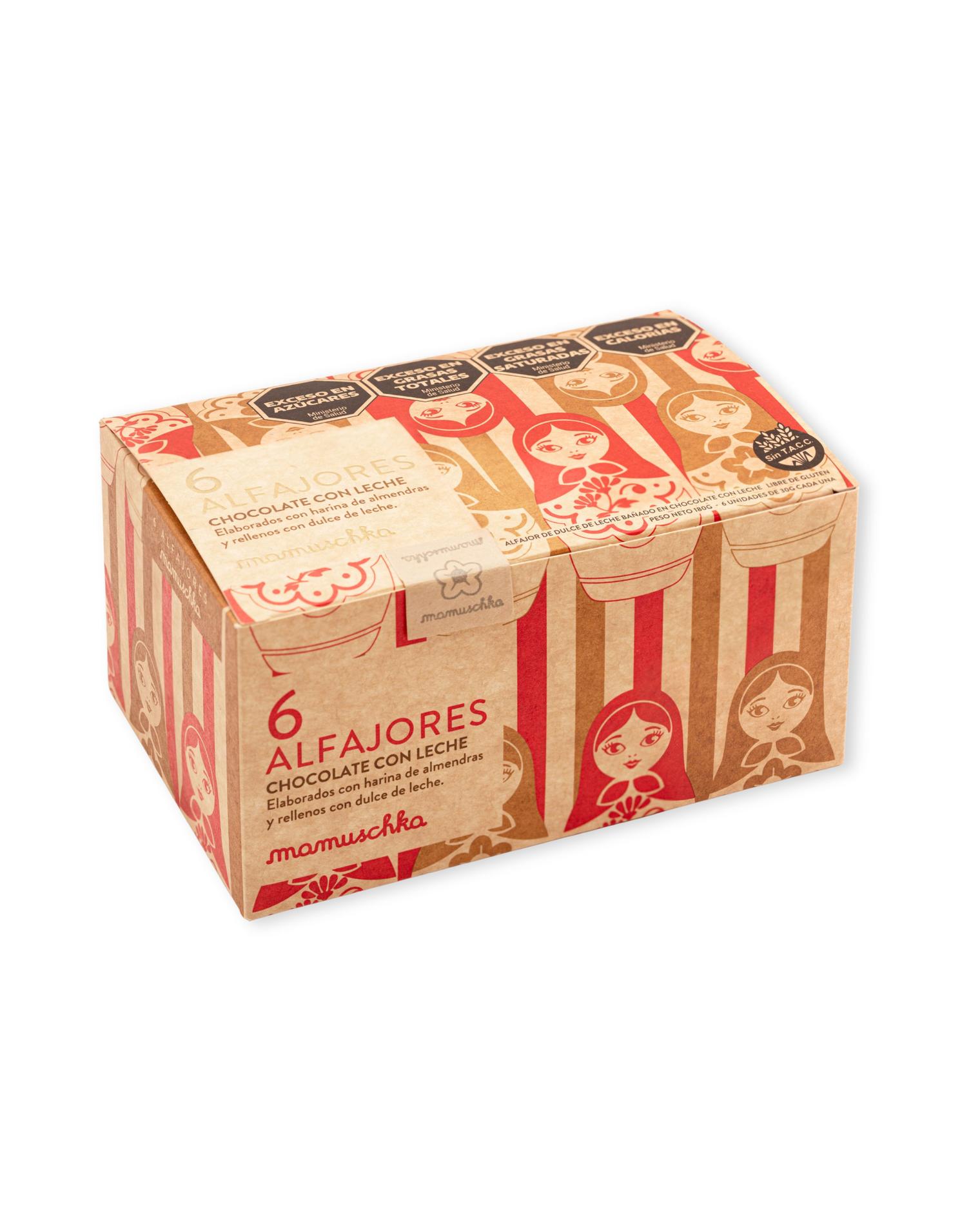 Caja de 6 Alfajores de chocolate con leche 