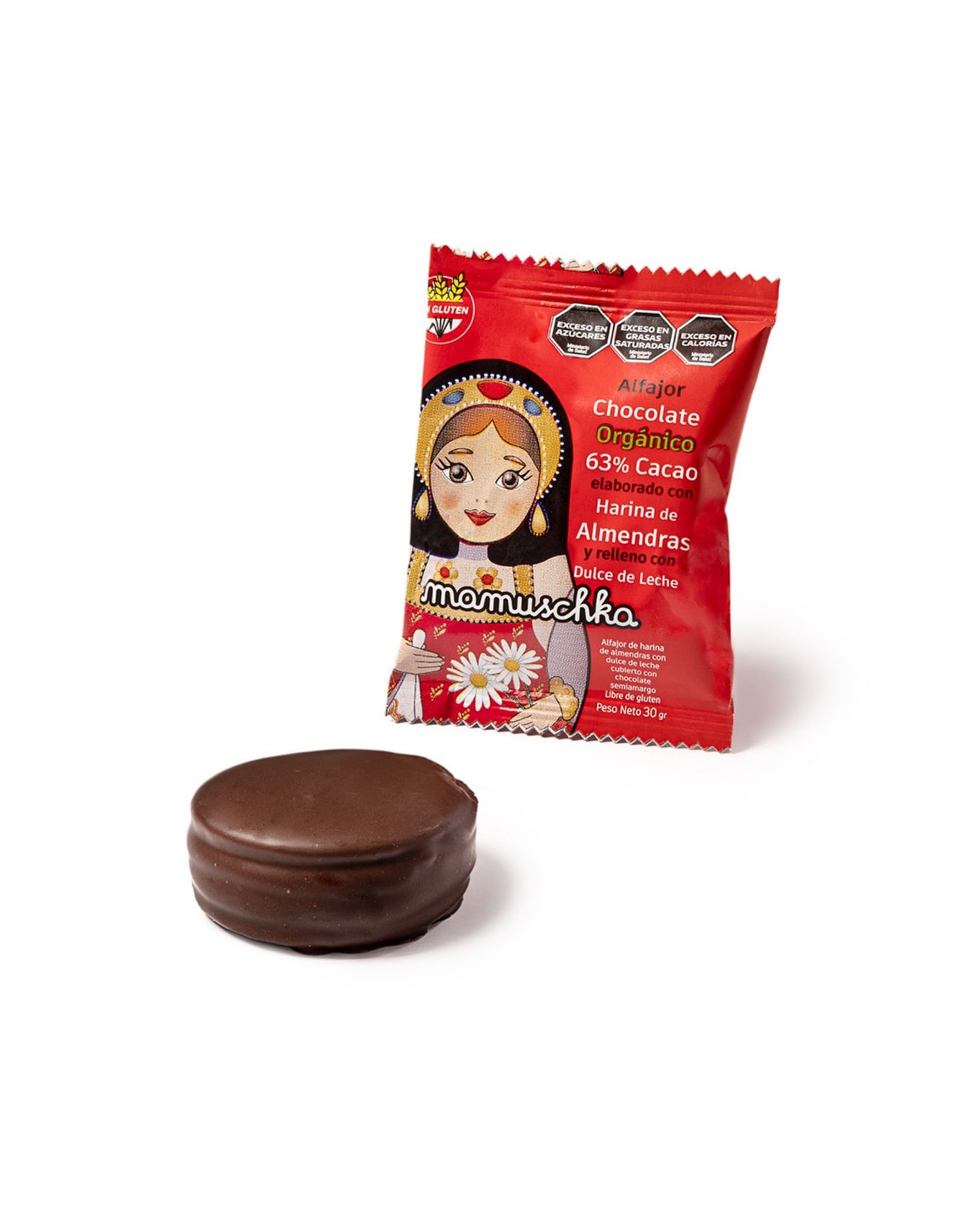 12 alfajores con chocolate leche y chocolate 63% cacao