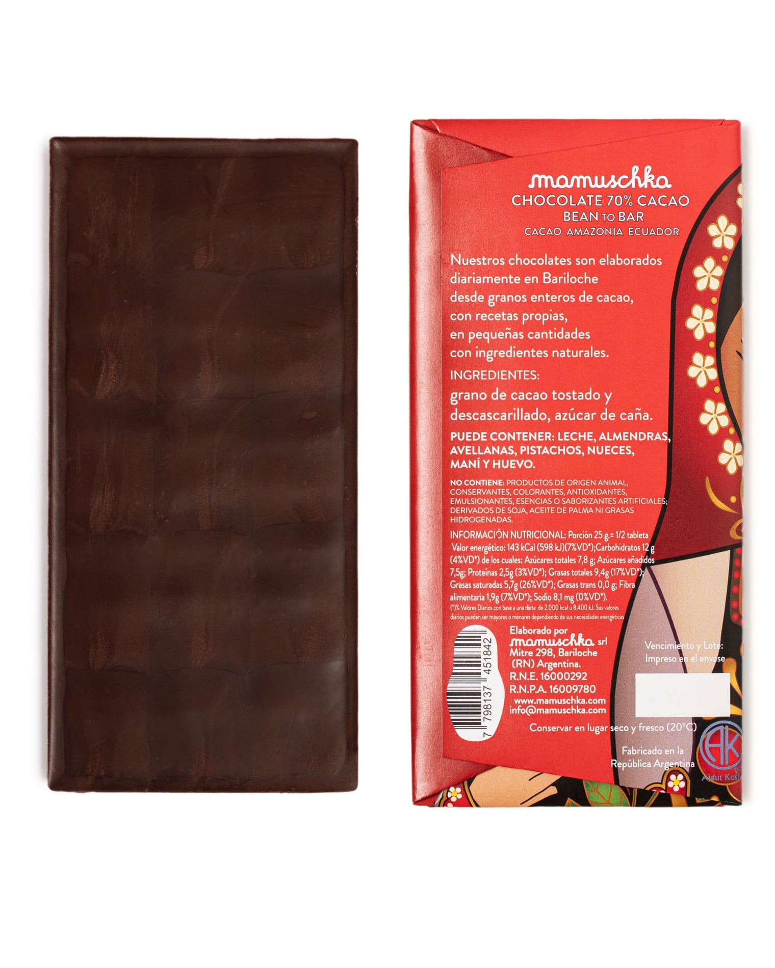 Tableta Puro Chocolate Amargo 70% Cacao