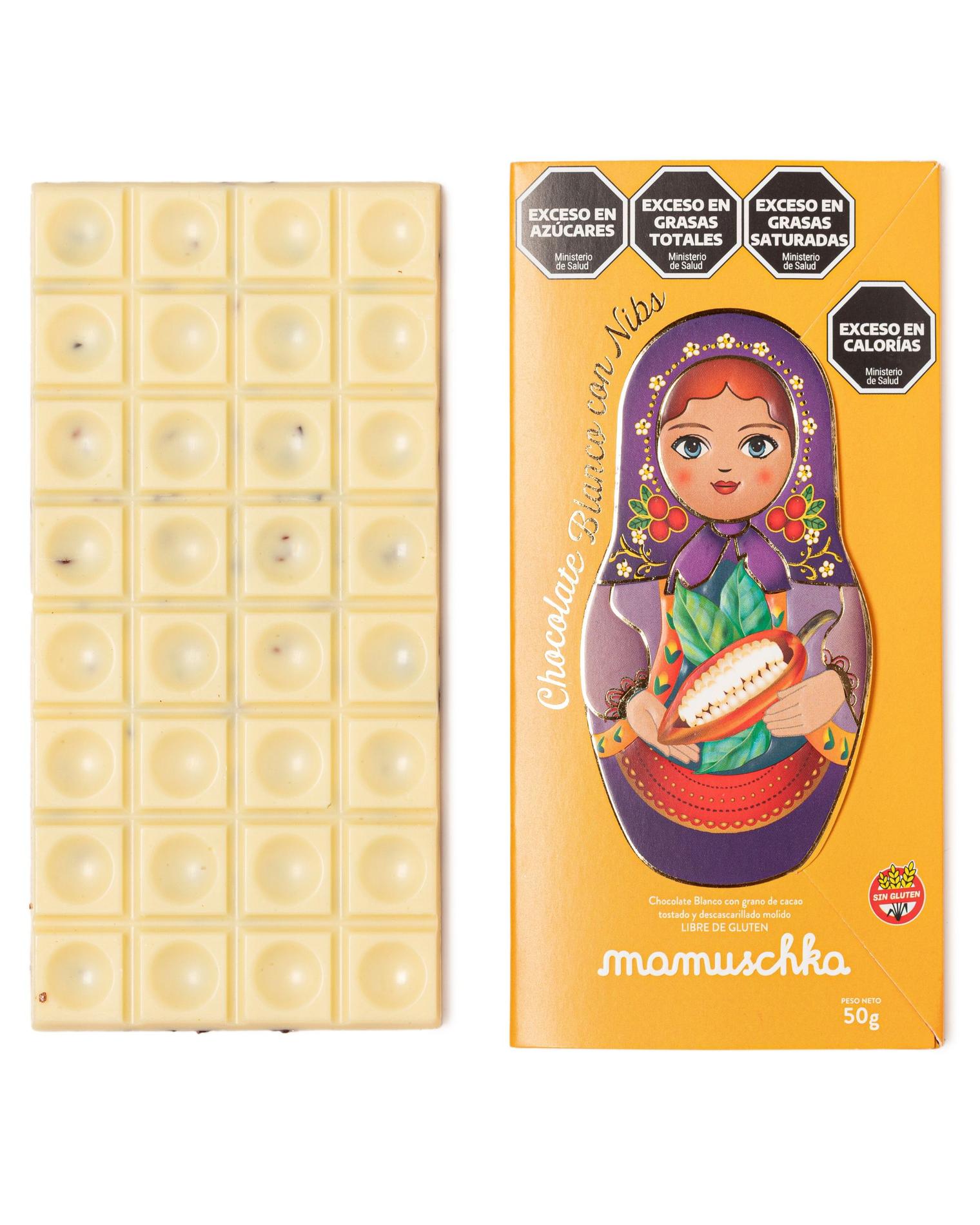 Tableta de Chocolate Blanco con Nibs de Cacao