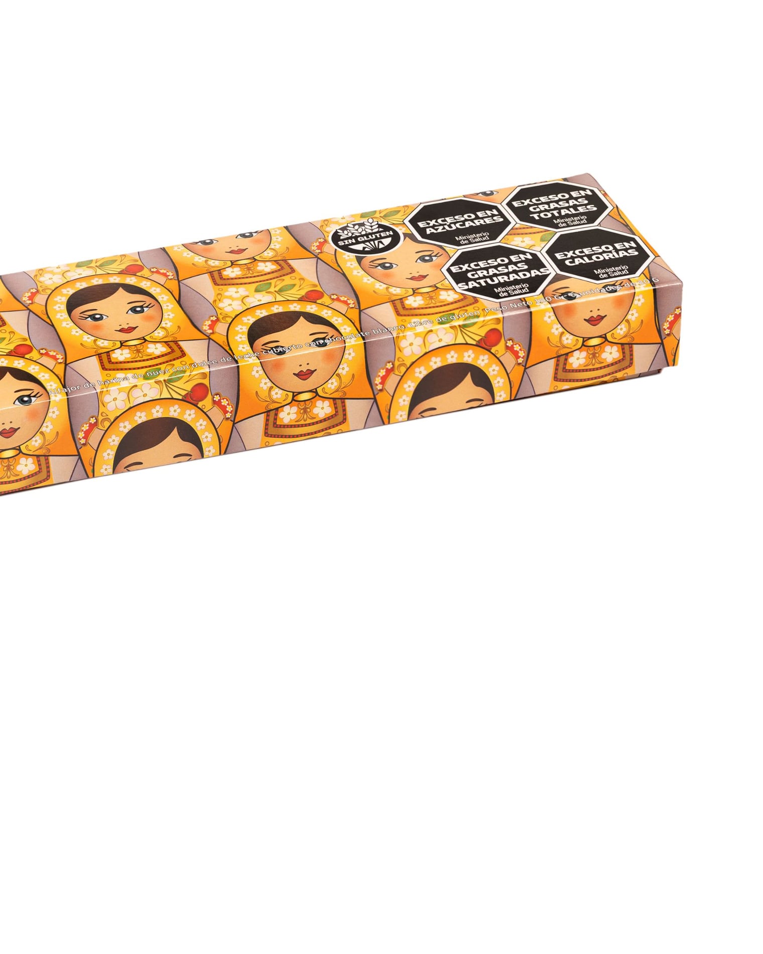 Caja 6 alfajores con harina de nuez y chocolate blanco. 