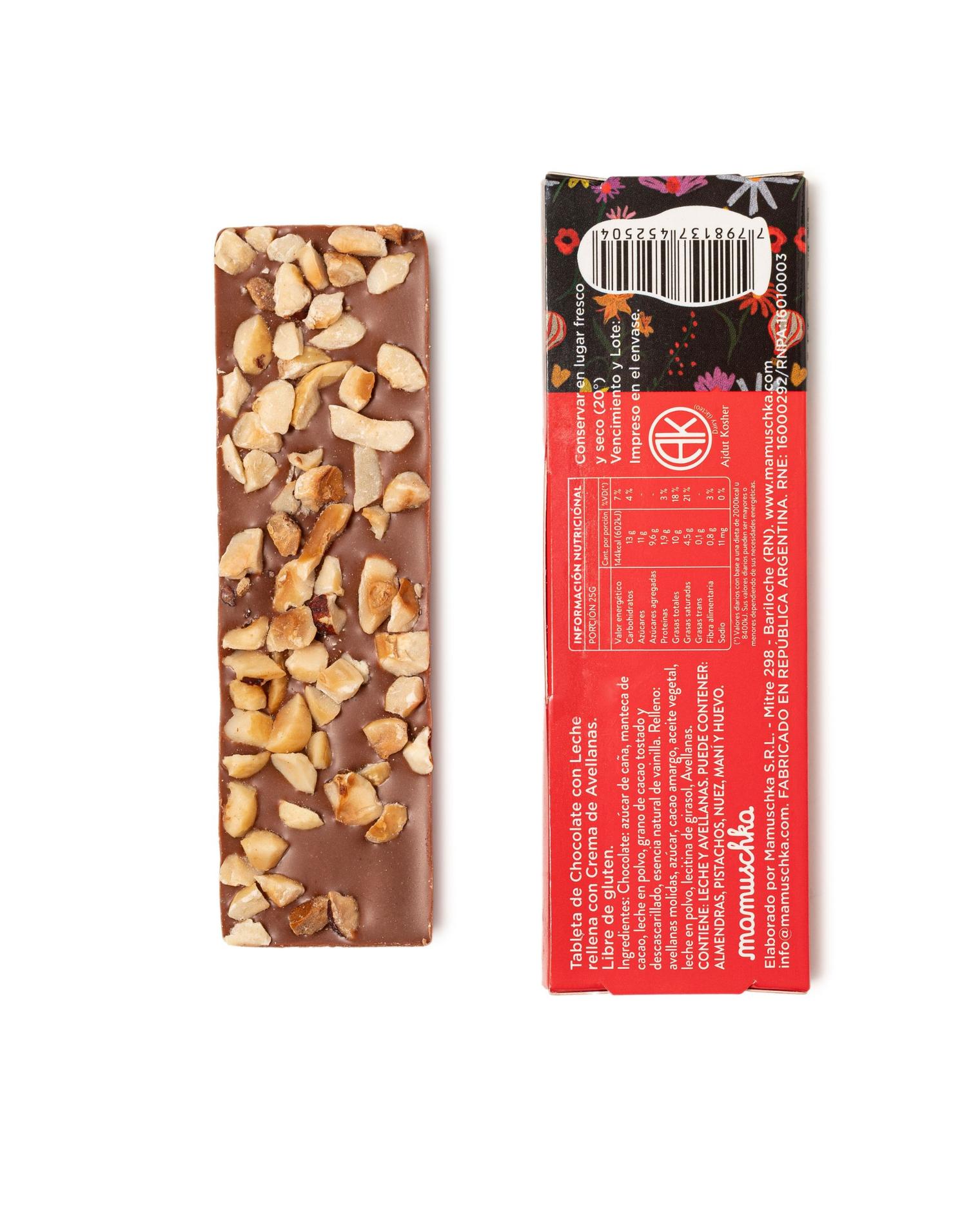 Tableta rellena con Mamusch Cream y avellanas 38g