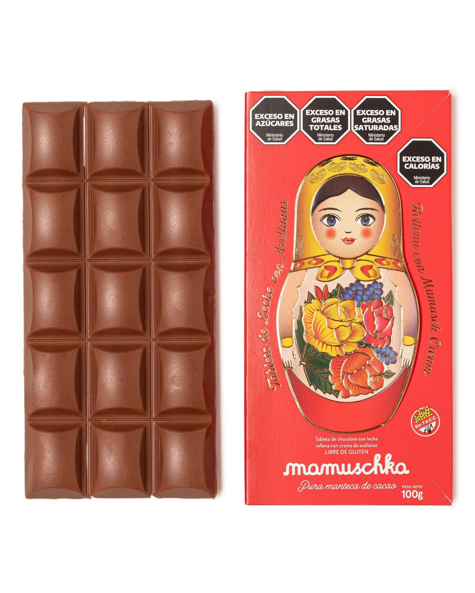 Tableta rellena con Mamusch Cream y avellanas 100g