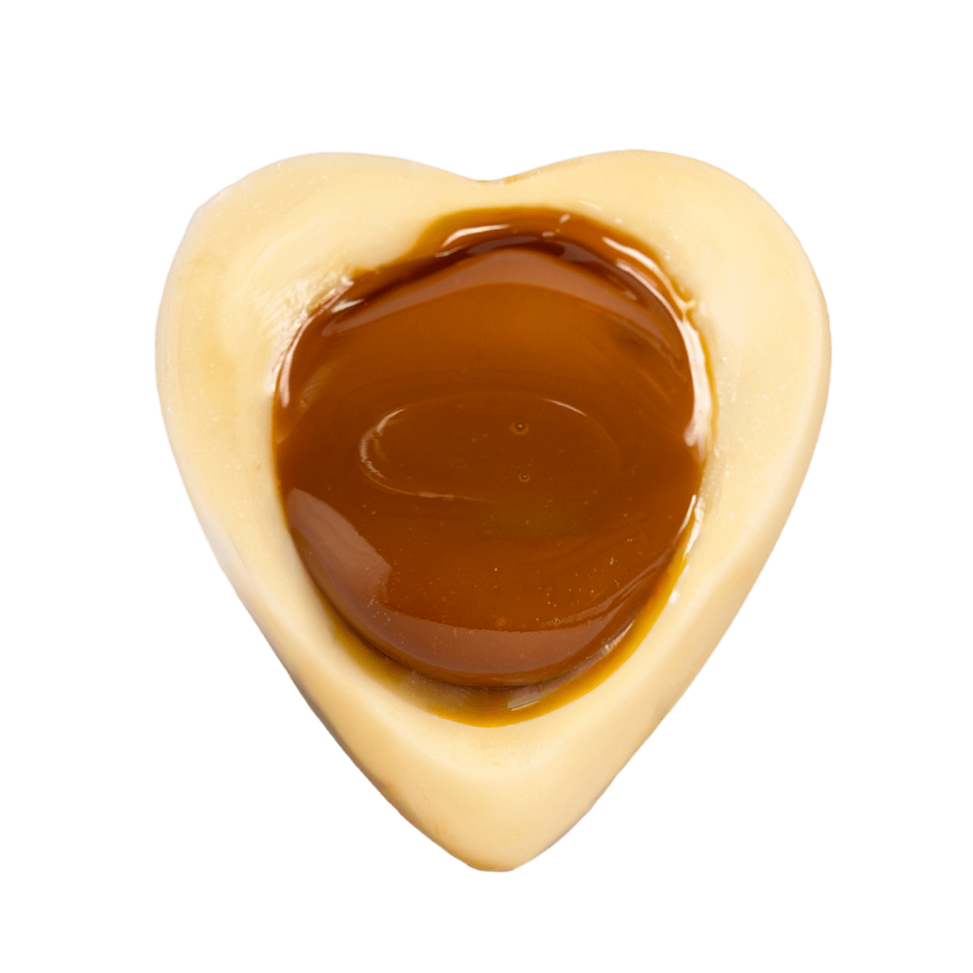 Corazón chocolate blanco con dulce de leche - interior