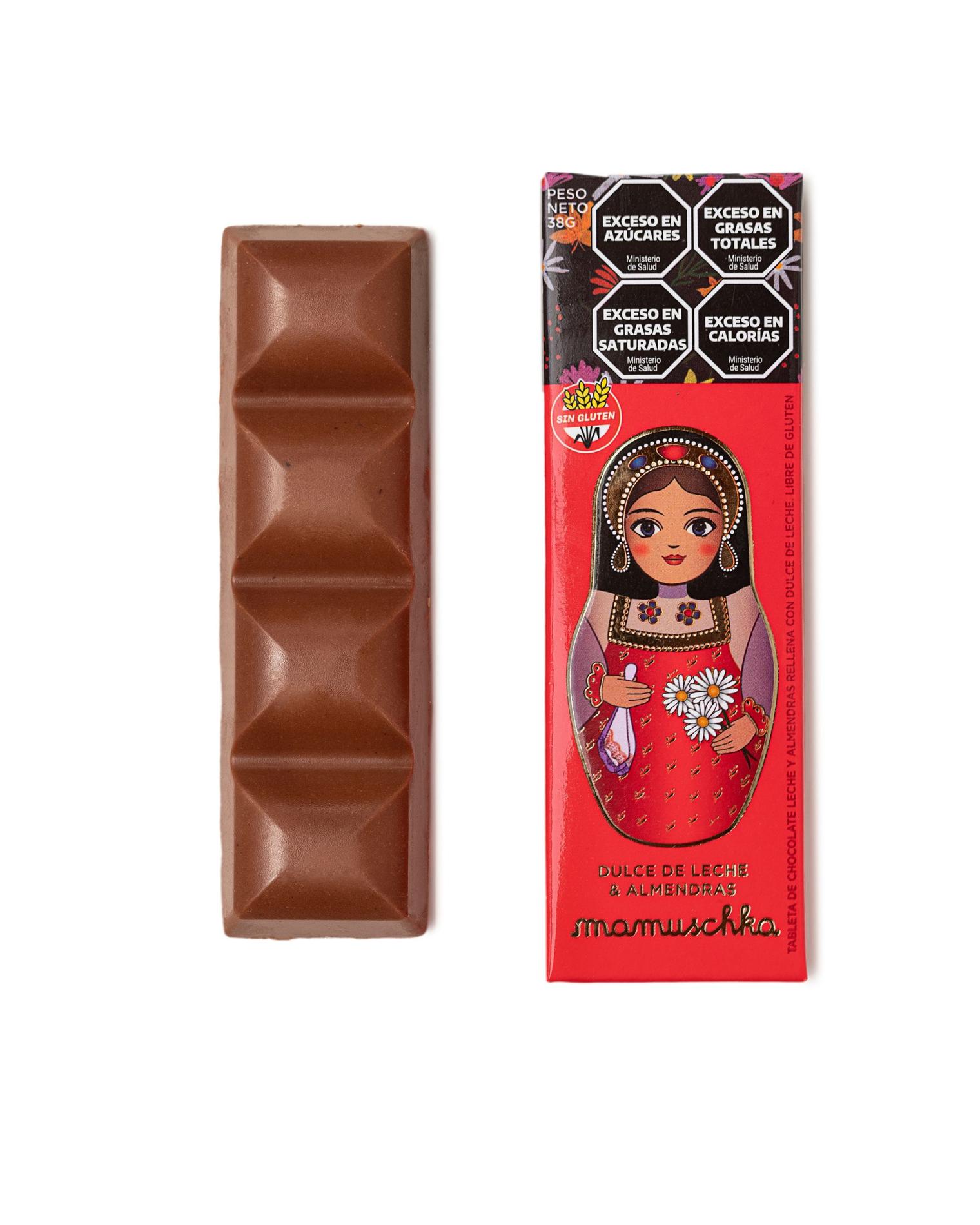 Tableta rellena con dulce de leche y almendras 38g