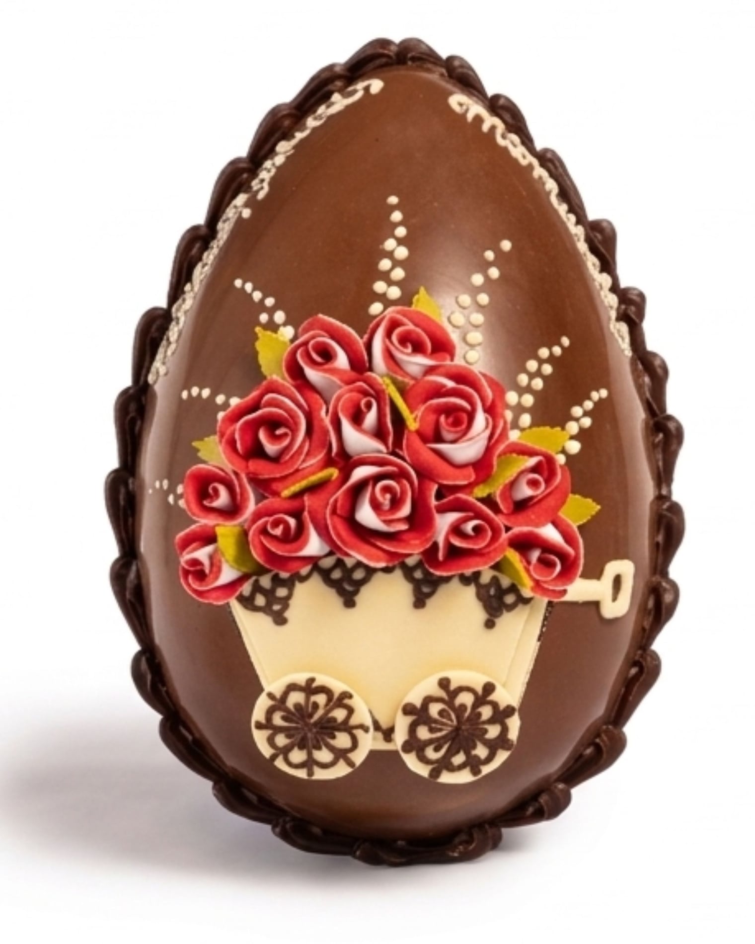 Huevo Pascua N8 Chocolate Leche Flores Rosas/Rojas