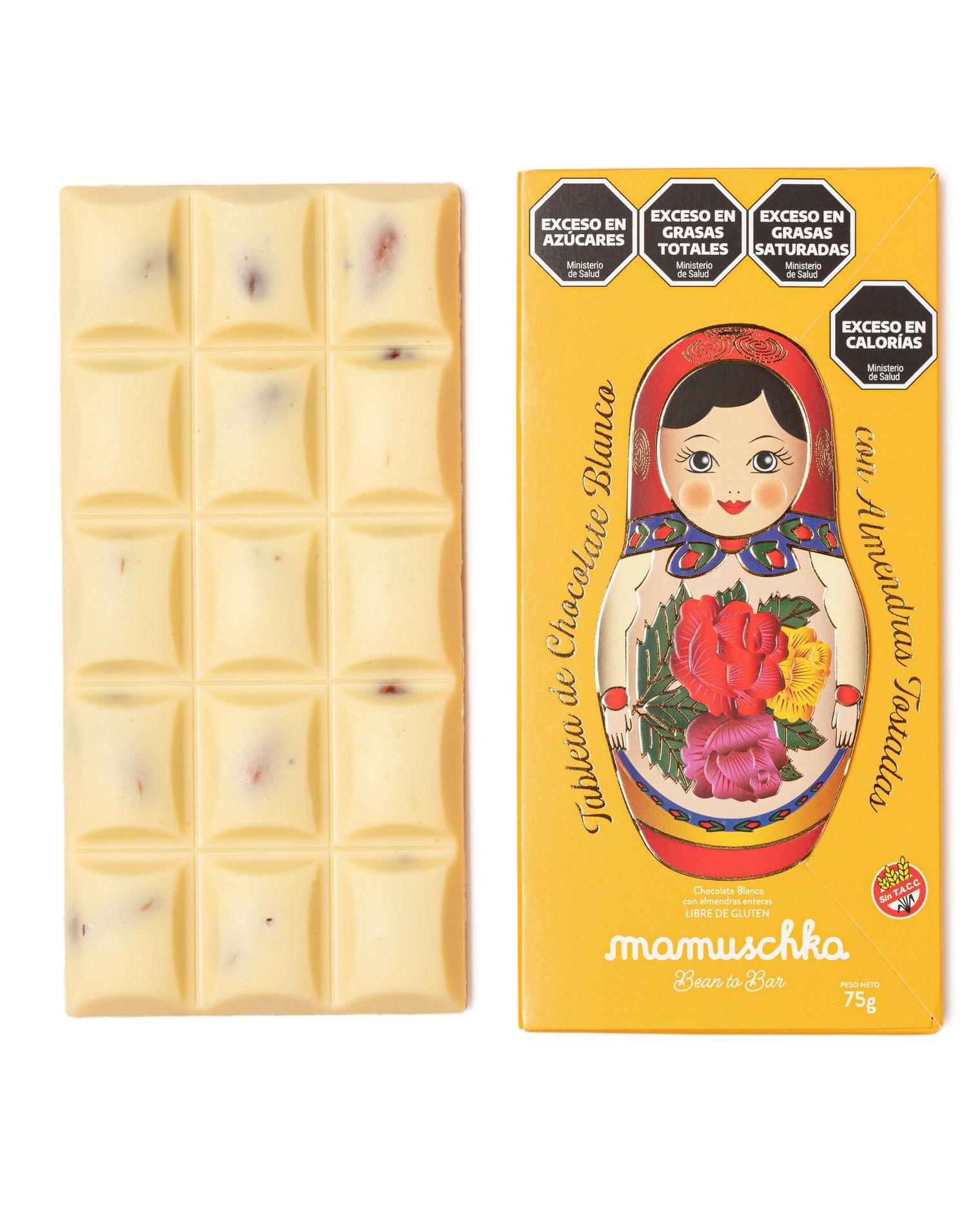 Tableta de Chocolate Blanco con Almendras Enteras y Tostadas