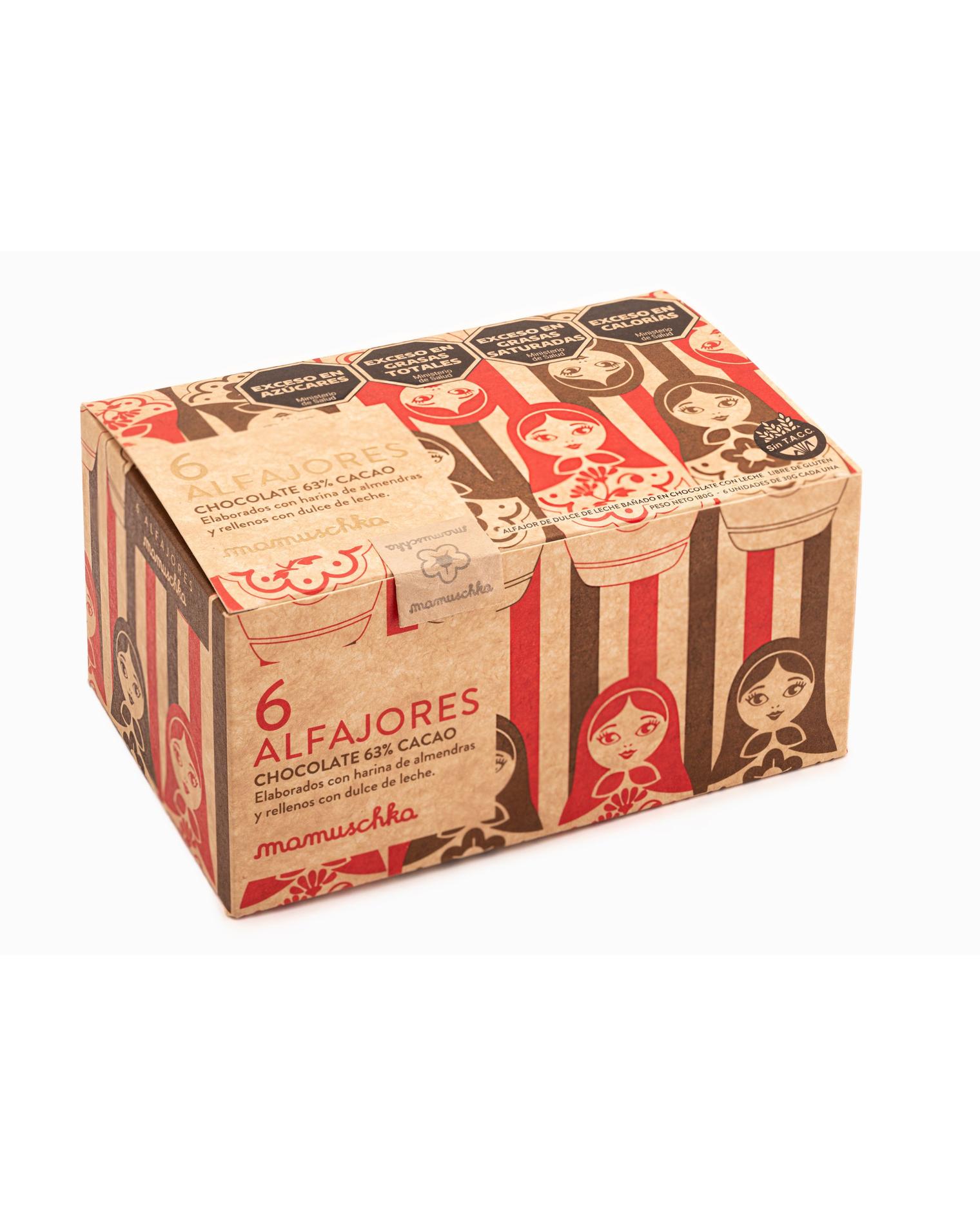 Caja de 6 Alfajores de chocolate 63% cacao